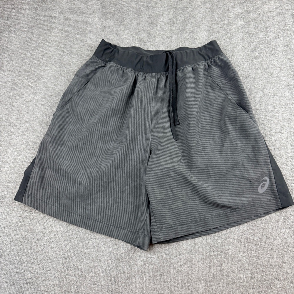 Asics Running Shorts Men's S Small Gray Patterned Athletic Gym Workout 7" Inseam